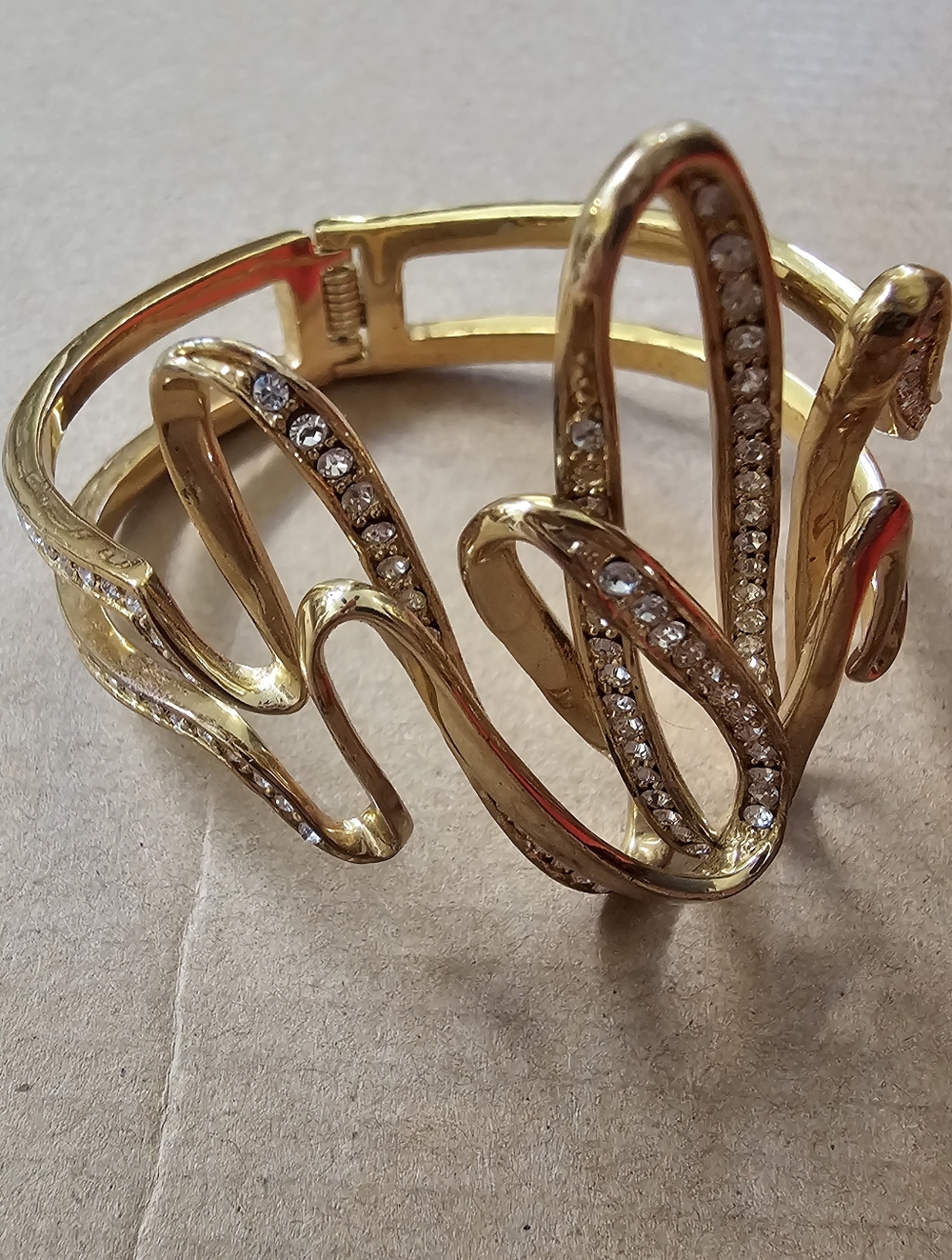 Gold Crystal Wave Cuff Bracelet - Women Jewelry